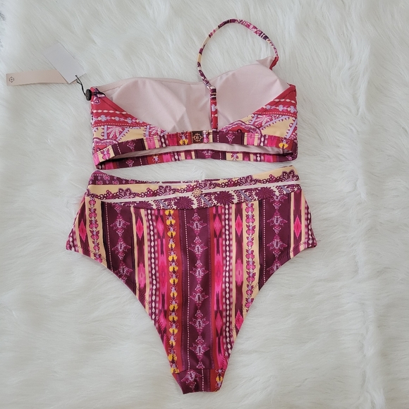 Nanette Lepore Swim Bikini Set 8 Bohemian Print Asymmetrical Cut High Rise NWT - Picture 15 of 16